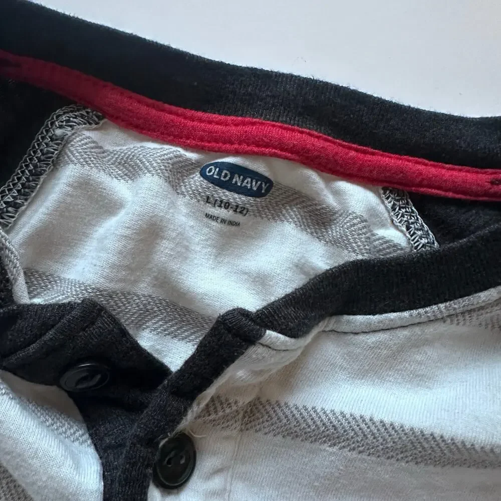 Old Navy Boys Striped Color Block Henley - Size L (10/12)